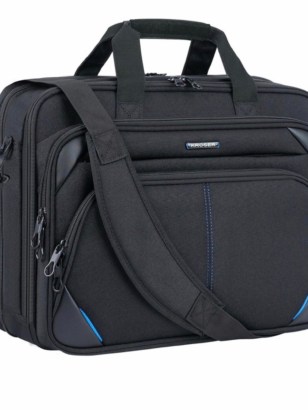 KROSER 17.3” Laptop Briefcase Travel Messenger Bag Black TSA Friendly NWT